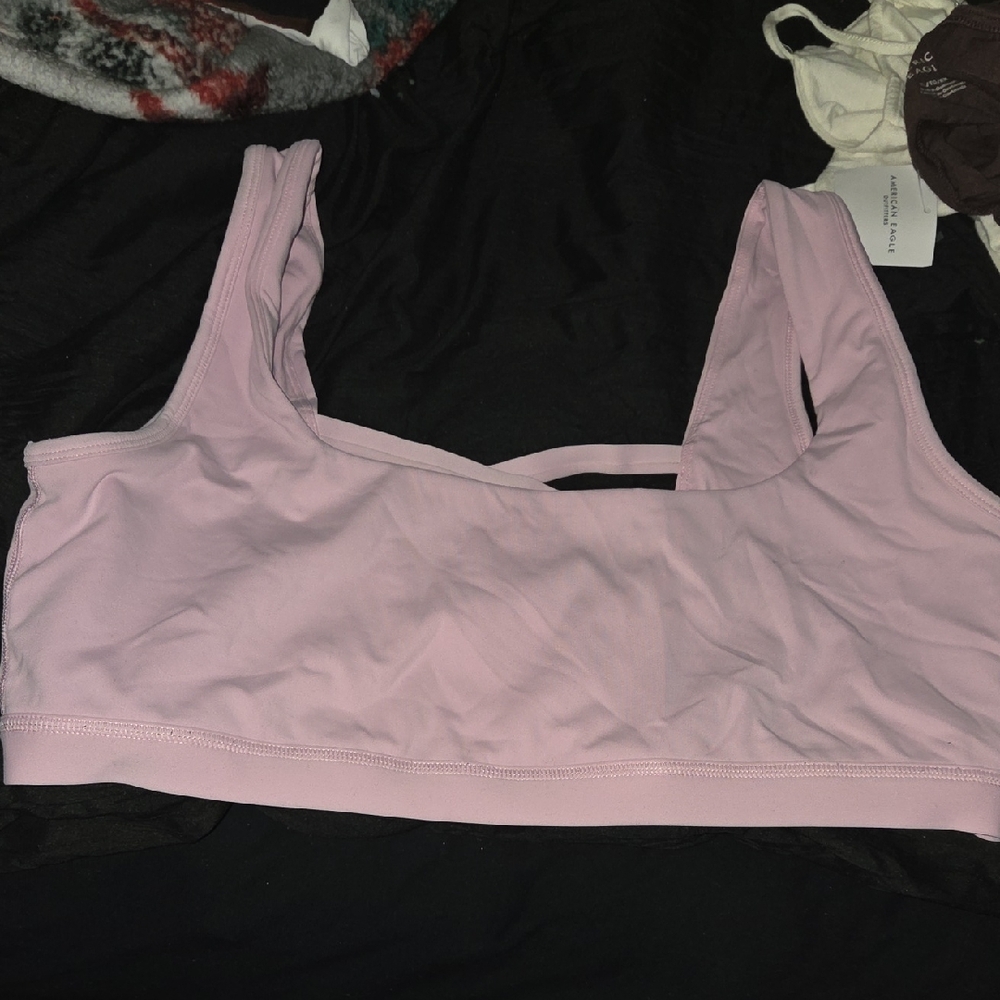 Blogilates Pink Sports Bra with Wide Straps and Scoop Neckline
